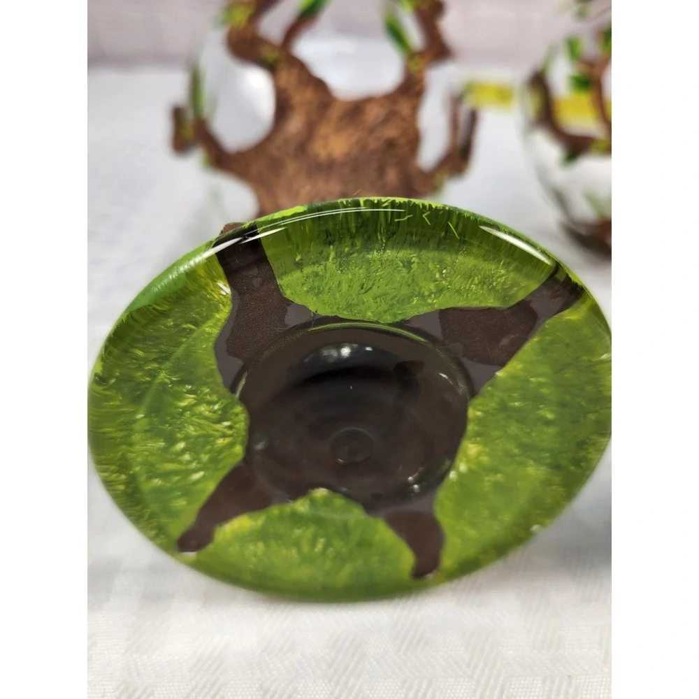 Unique Nature's Goddess Tree Of Life 3D Clay & Hand Painted Wine Glass Stemware